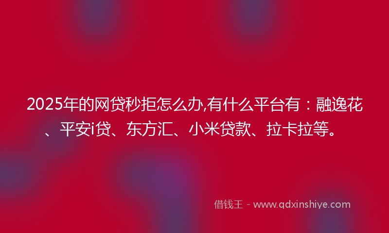 2025年的网贷秒拒怎么办,有什么平台有：融逸花、平安i贷、东方汇、小米贷款、拉卡拉等。