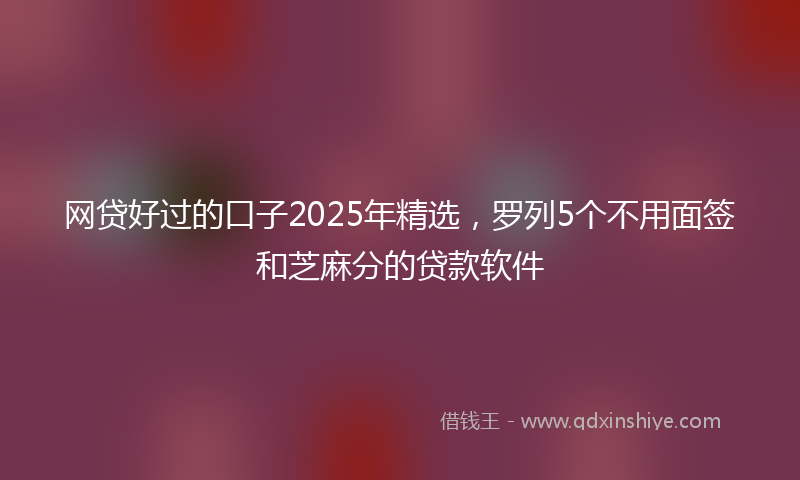 网贷好过的口子2025年精选，罗列5个不用面签和芝麻分的贷款软件