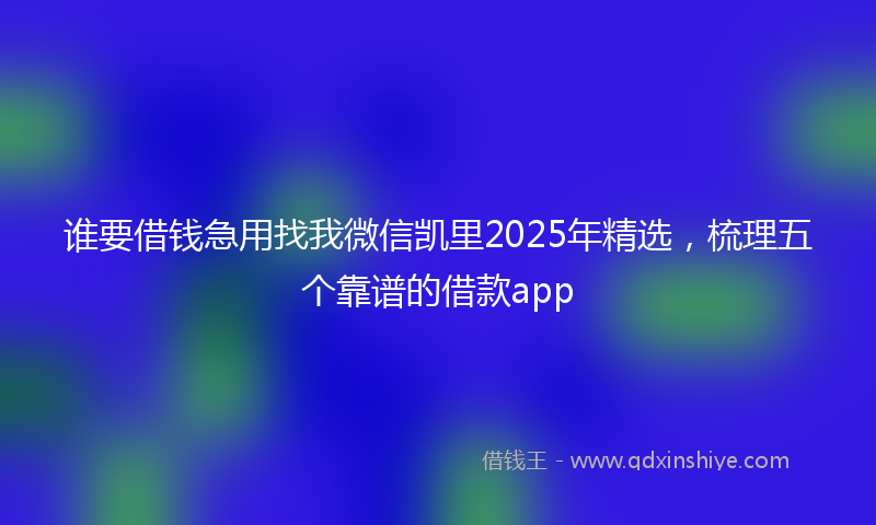 谁要借钱急用找我微信凯里2025年精选，梳理五个靠谱的借款app
