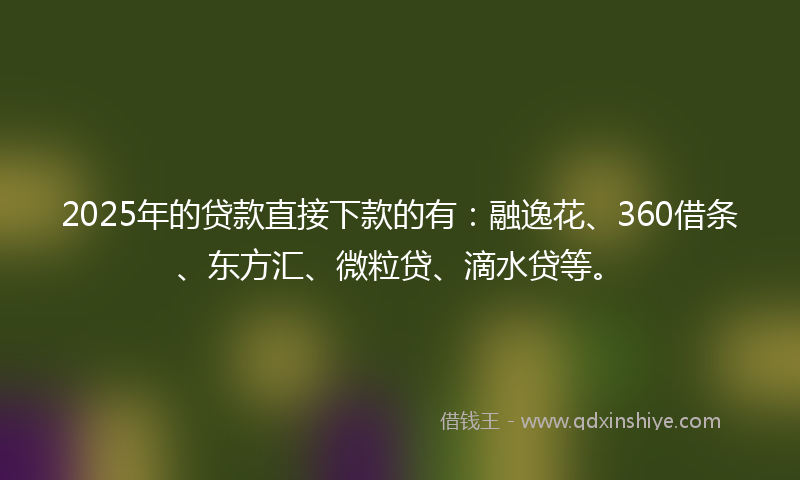 2025年的贷款直接下款的有：融逸花、360借条、东方汇、微粒贷、滴水贷等。