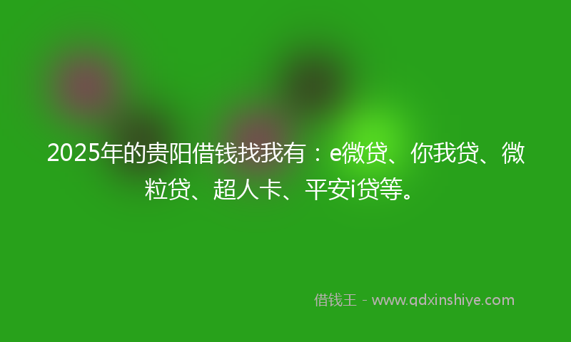 2025年的贵阳借钱找我有：e微贷、你我贷、微粒贷、超人卡、平安i贷等。