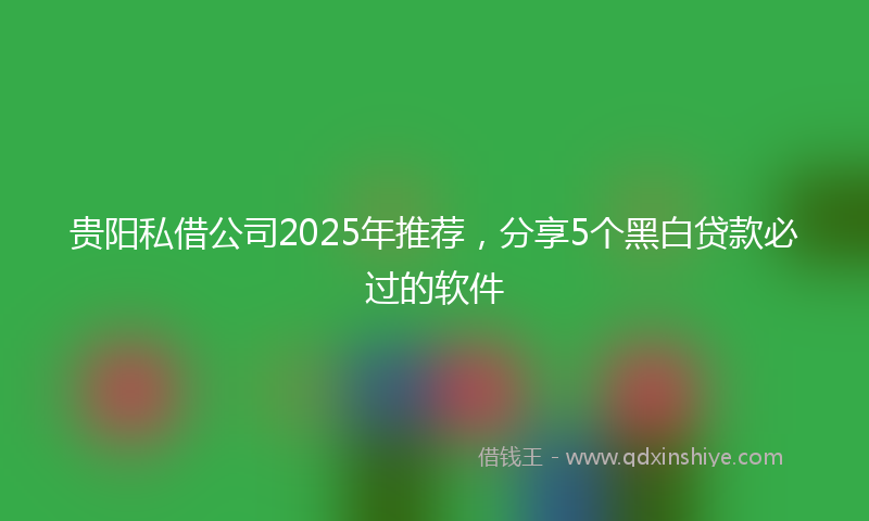 贵阳私借公司2025年推荐，分享5个黑白贷款必过的软件