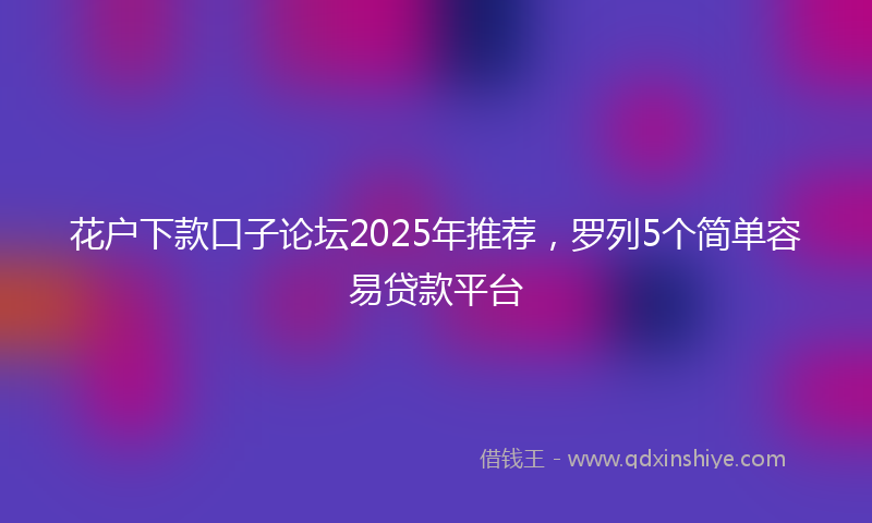 花户下款口子论坛2025年推荐，罗列5个简单容易贷款平台