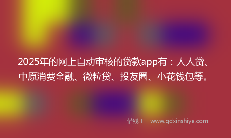 2025年的网上自动审核的贷款app有：人人贷、中原消费金融、微粒贷、投友圈、小花钱包等。
