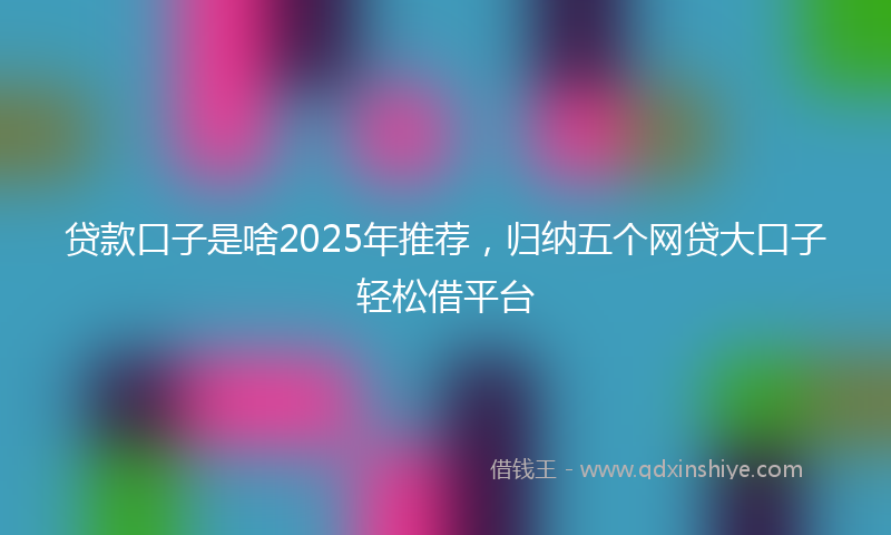 贷款口子是啥2025年推荐，归纳五个网贷大口子轻松借平台
