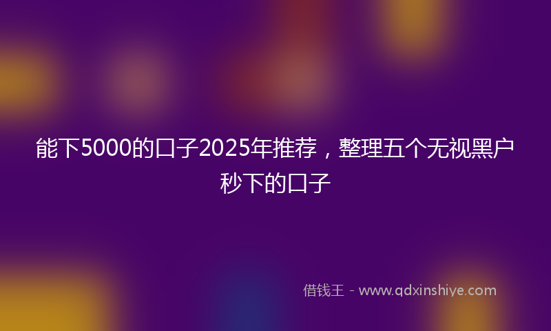 能下5000的口子2025年推荐，整理五个无视黑户秒下的口子