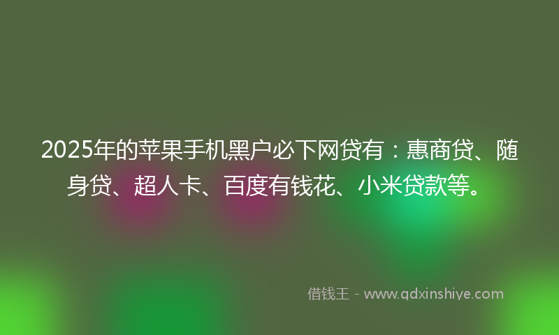 2025年的苹果手机黑户必下网贷有：惠商贷、随身贷、超人卡、百度有钱花、小米贷款等。
