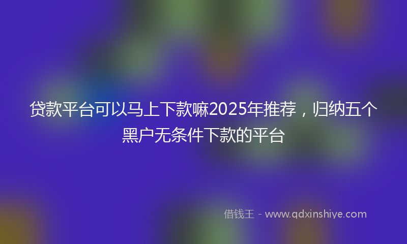 贷款平台可以马上下款嘛2025年推荐，归纳五个黑户无条件下款的平台