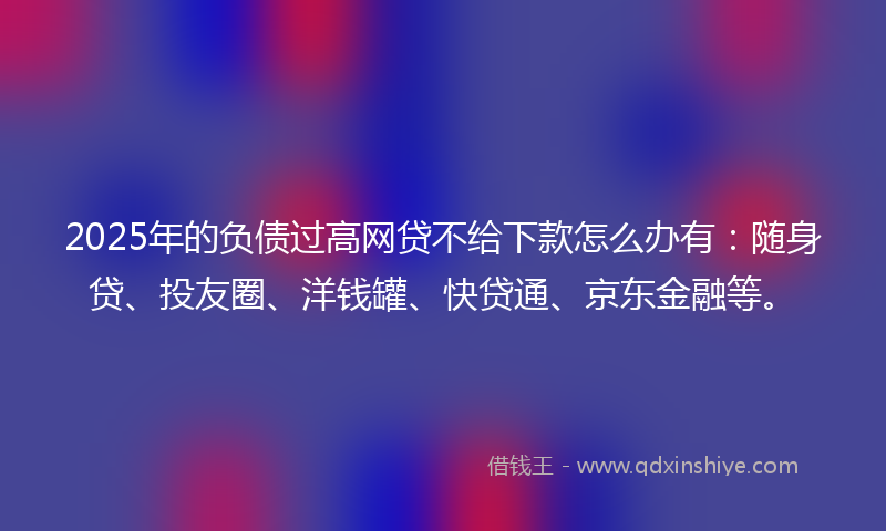 2025年的负债过高网贷不给下款怎么办有：随身贷、投友圈、洋钱罐、快贷通、京东金融等。