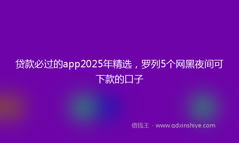 贷款必过的app2025年精选，罗列5个网黑夜间可下款的口子