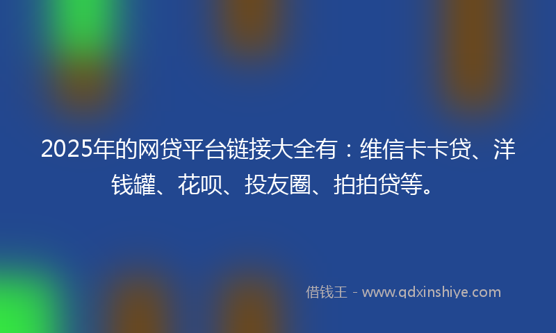 2025年的网贷平台链接大全有：维信卡卡贷、洋钱罐、花呗、投友圈、拍拍贷等。