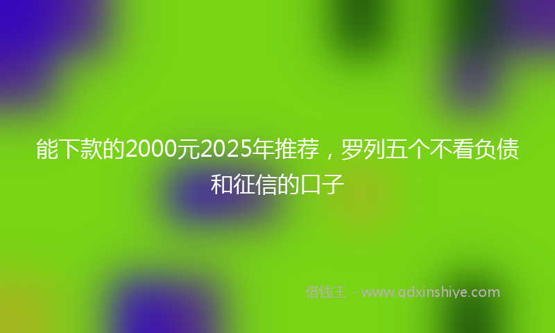 能下款的2000元2025年推荐，罗列五个不看负债和征信的口子