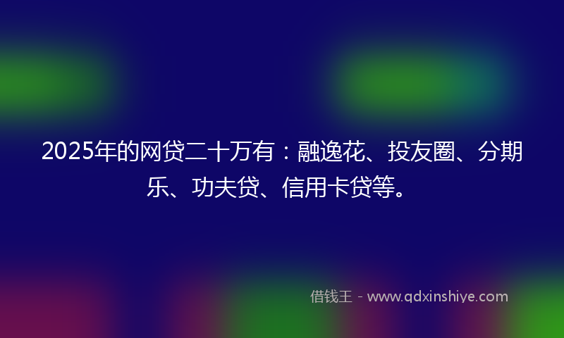 2025年的网贷二十万有：融逸花、投友圈、分期乐、功夫贷、信用卡贷等。
