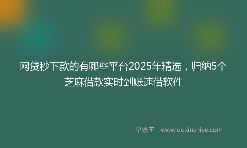 网贷秒下款的有哪些平台2025年精选，归纳5个芝麻借款实时到账速借软件