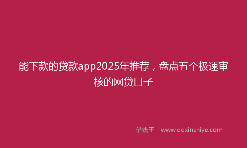 能下款的贷款app2025年推荐，盘点五个极速审核的网贷口子