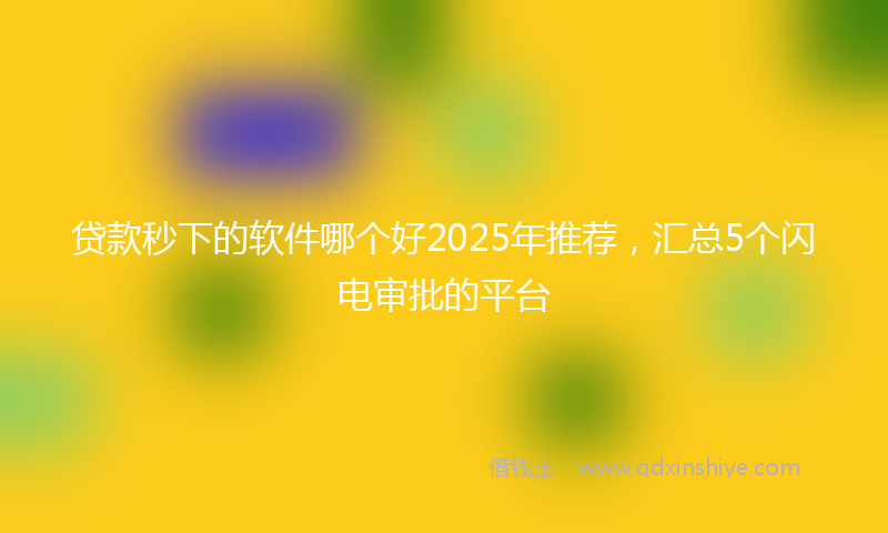 贷款秒下的软件哪个好2025年推荐，汇总5个闪电审批的平台