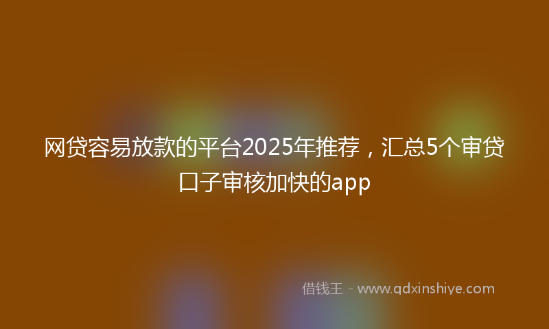 网贷容易放款的平台2025年推荐，汇总5个审贷口子审核加快的app