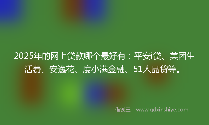 2025年的网上贷款哪个最好有：平安i贷、美团生活费、安逸花、度小满金融、51人品贷等。