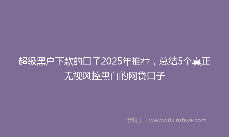 超级黑户下款的口子2025年推荐，总结5个真正无视风控黑白的网贷口子