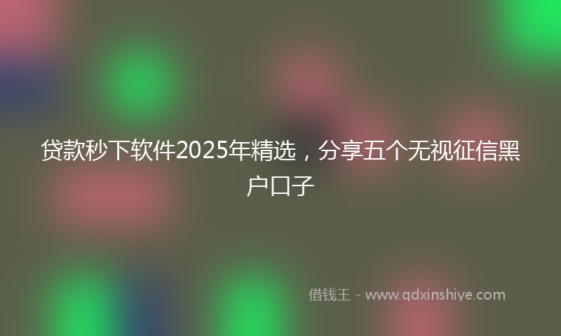 贷款秒下软件2025年精选，分享五个无视征信黑户口子