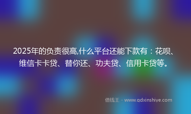 2025年的负责很高,什么平台还能下款有：花呗、维信卡卡贷、替你还、功夫贷、信用卡贷等。