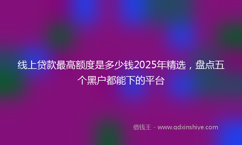 线上贷款最高额度是多少钱2025年精选，盘点五个黑户都能下的平台