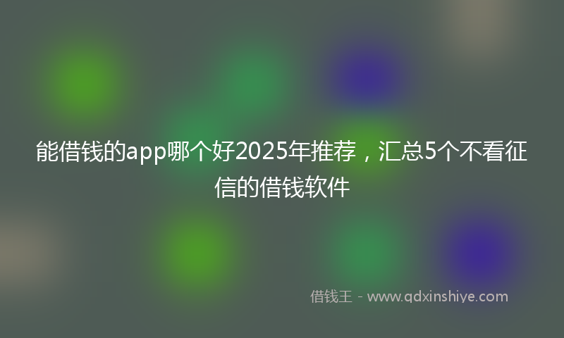 能借钱的app哪个好2025年推荐，汇总5个不看征信的借钱软件