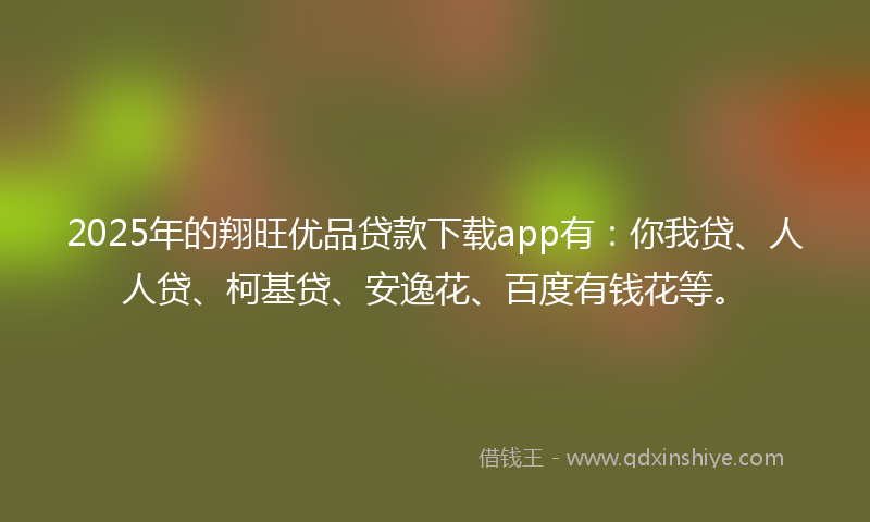 2025年的翔旺优品贷款下载app有：你我贷、人人贷、柯基贷、安逸花、百度有钱花等。