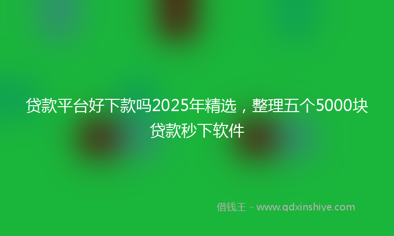 贷款平台好下款吗2025年精选，整理五个5000块贷款秒下软件