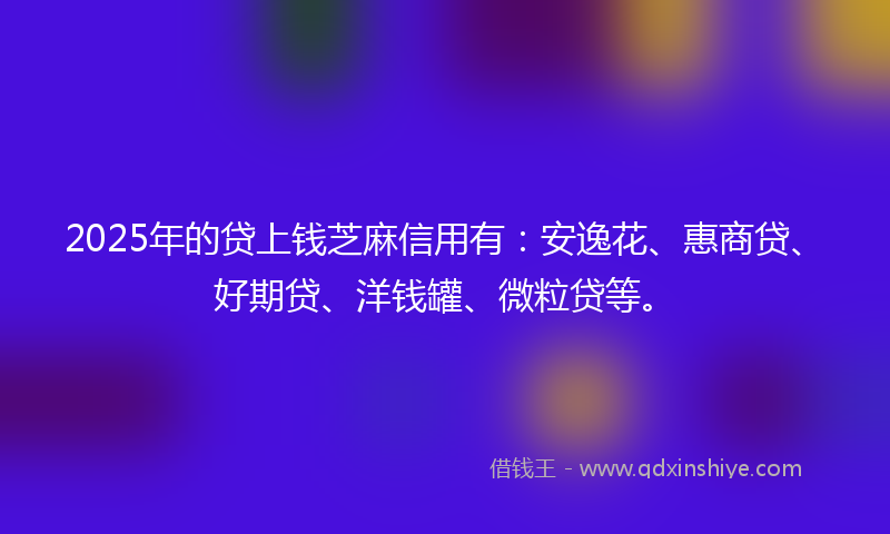 2025年的贷上钱芝麻信用有：安逸花、惠商贷、好期贷、洋钱罐、微粒贷等。