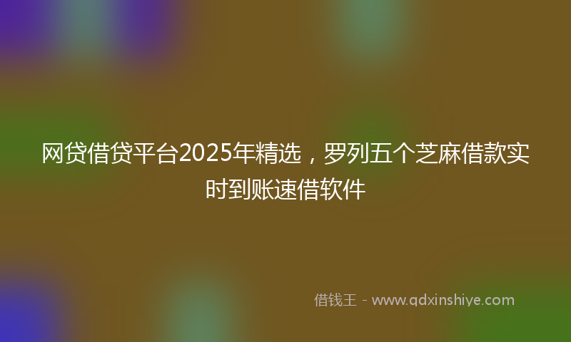 网贷借贷平台2025年精选，罗列五个芝麻借款实时到账速借软件