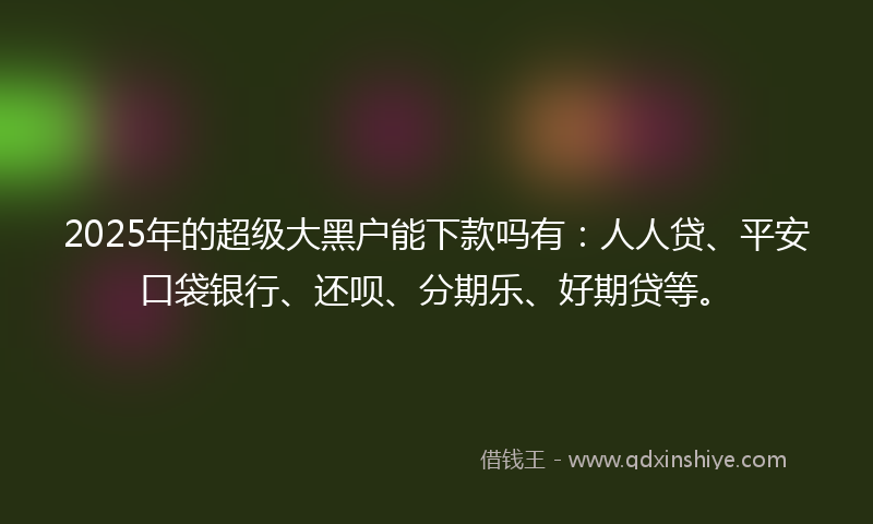 2025年的超级大黑户能下款吗有：人人贷、平安口袋银行、还呗、分期乐、好期贷等。
