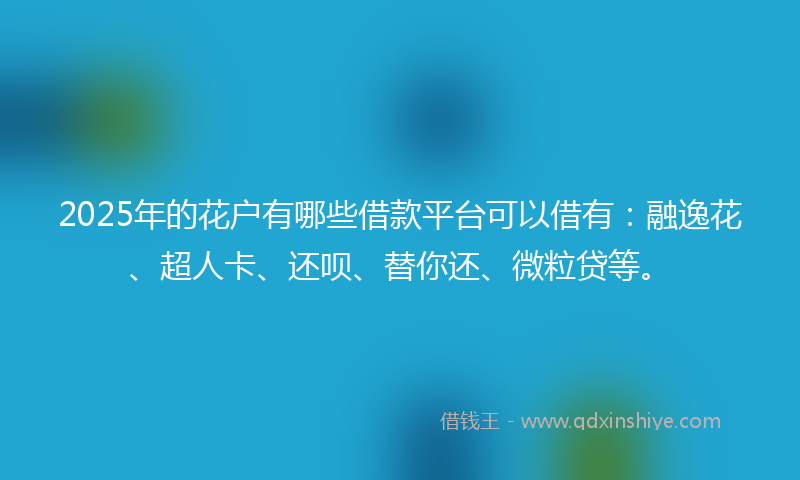 2025年的花户有哪些借款平台可以借有：融逸花、超人卡、还呗、替你还、微粒贷等。
