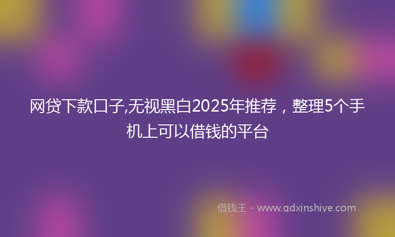 网贷下款口子,无视黑白2025年推荐，整理5个手机上可以借钱的平台