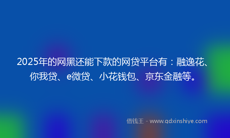 2025年的网黑还能下款的网贷平台有：融逸花、你我贷、e微贷、小花钱包、京东金融等。