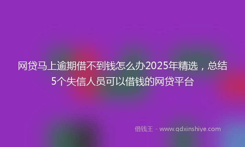 网贷马上逾期借不到钱怎么办2025年精选，总结5个失信人员可以借钱的网贷平台
