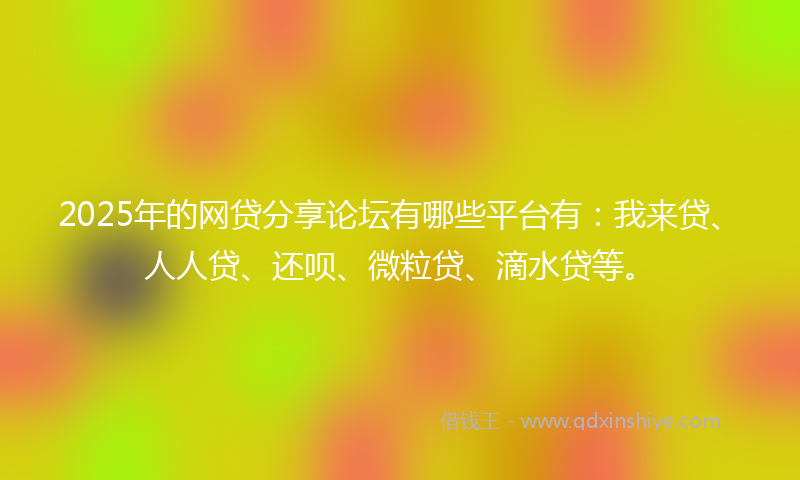 2025年的网贷分享论坛有哪些平台有：我来贷、人人贷、还呗、微粒贷、滴水贷等。
