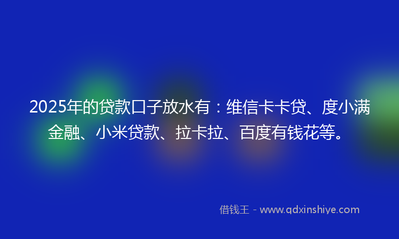 2025年的贷款口子放水有：维信卡卡贷、度小满金融、小米贷款、拉卡拉、百度有钱花等。