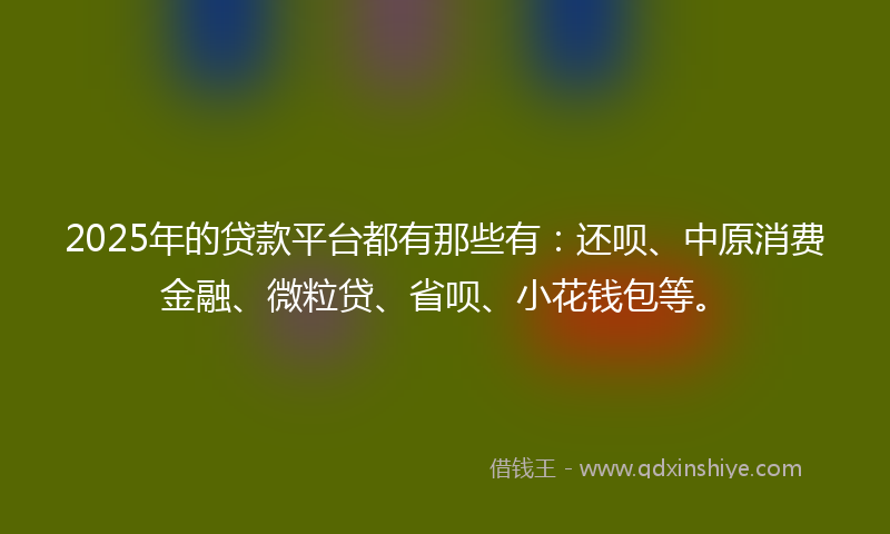 2025年的贷款平台都有那些有：还呗、中原消费金融、微粒贷、省呗、小花钱包等。