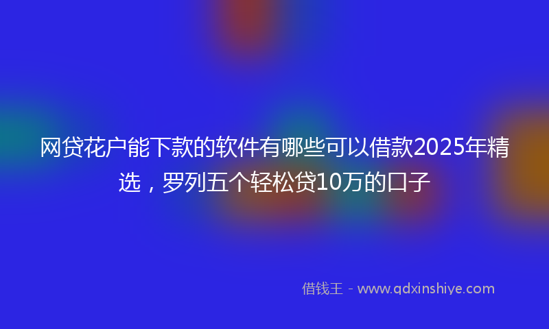 网贷花户能下款的软件有哪些可以借款2025年精选，罗列五个轻松贷10万的口子