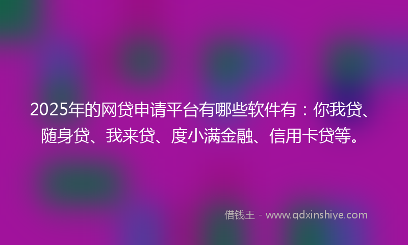 2025年的网贷申请平台有哪些软件有：你我贷、随身贷、我来贷、度小满金融、信用卡贷等。