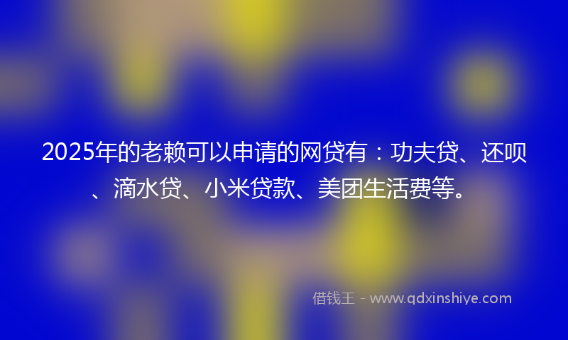 2025年的老赖可以申请的网贷有：功夫贷、还呗、滴水贷、小米贷款、美团生活费等。