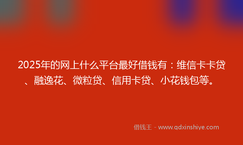 2025年的网上什么平台最好借钱有：维信卡卡贷、融逸花、微粒贷、信用卡贷、小花钱包等。