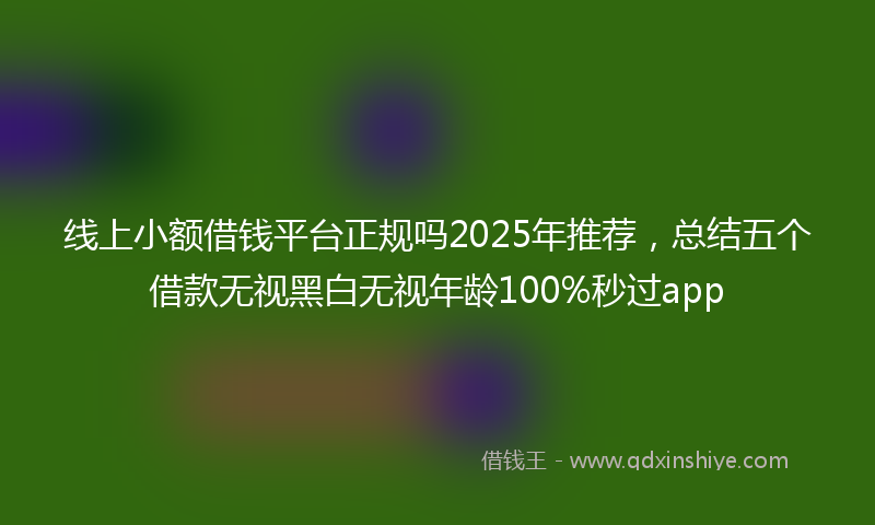 线上小额借钱平台正规吗2025年推荐，总结五个借款无视黑白无视年龄100%秒过app
