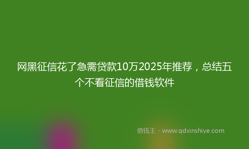 网黑征信花了急需贷款10万2025年推荐，总结五个不看征信的借钱软件