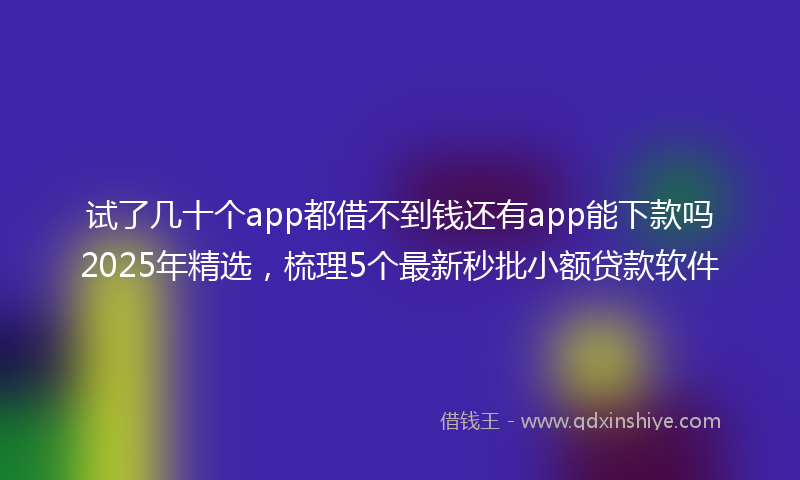 试了几十个app都借不到钱还有app能下款吗2025年精选，梳理5个最新秒批小额贷款软件