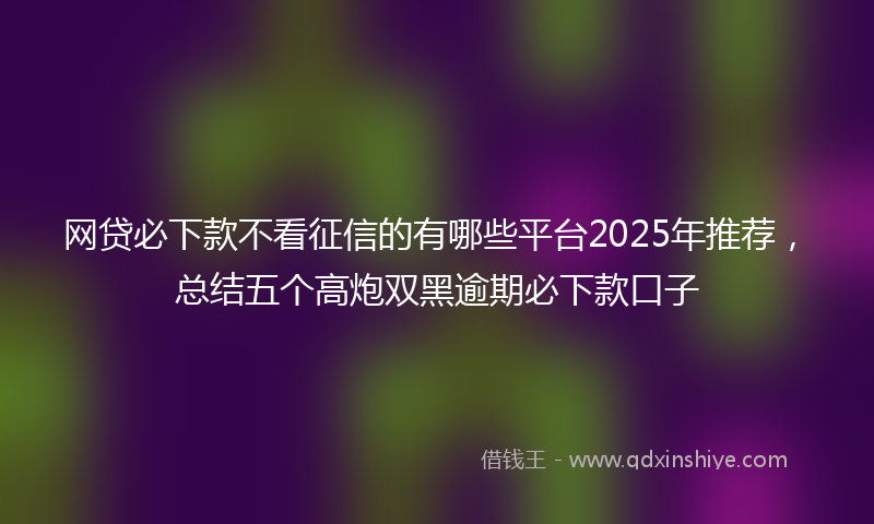 网贷必下款不看征信的有哪些平台2025年推荐，总结五个高炮双黑逾期必下款口子