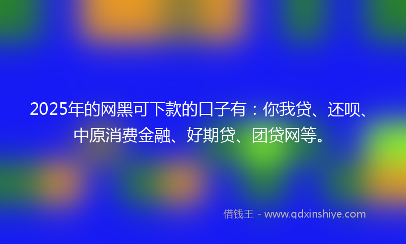 2025年的网黑可下款的口子有：你我贷、还呗、中原消费金融、好期贷、团贷网等。