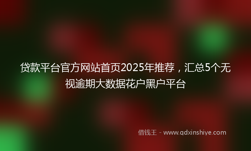贷款平台官方网站首页2025年推荐，汇总5个无视逾期大数据花户黑户平台