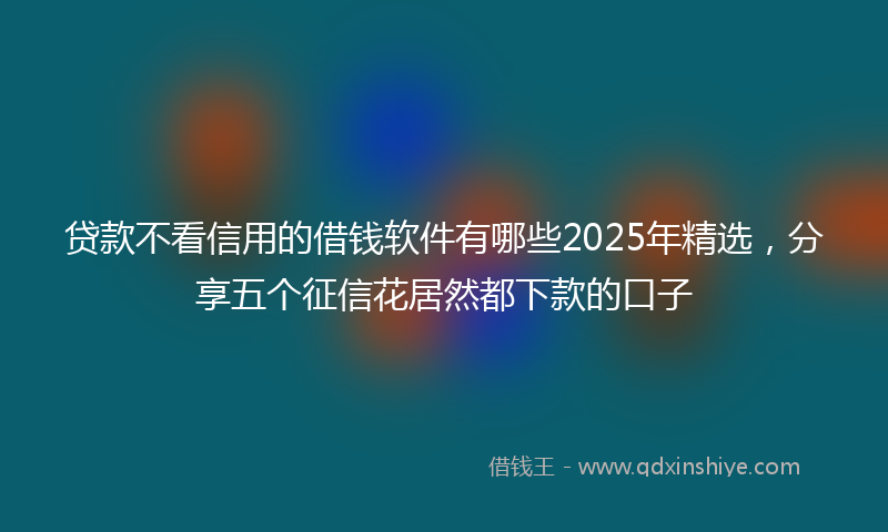 贷款不看信用的借钱软件有哪些2025年精选，分享五个征信花居然都下款的口子